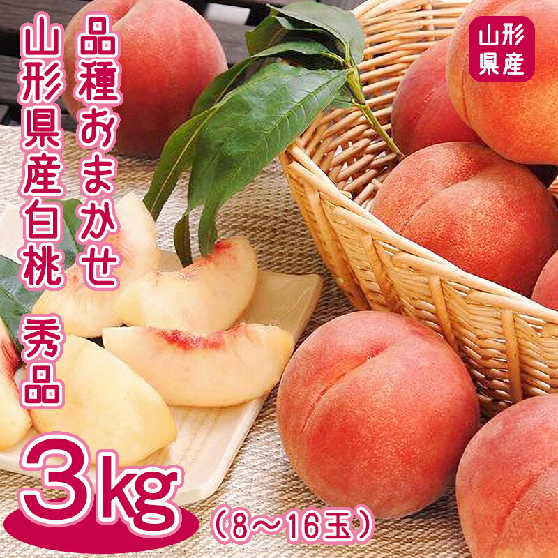 白桃 3kg 品種おまかせ (8～16玉) 秀品 山形県産
